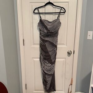 Express Green and White Midi Dress